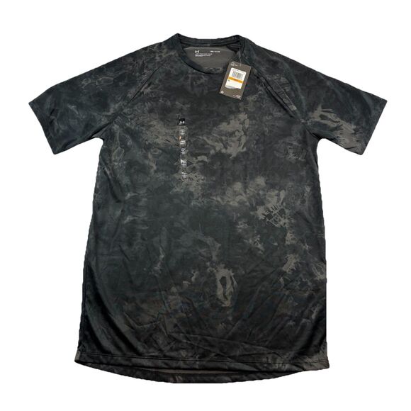 Under Armour Tech 2.0 T Shirt Mens S Black Tie Dye Short Sleeve NWT - Picture 1 of 7